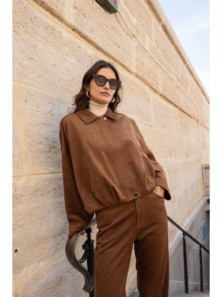 Attentif Paris - Wholesale Bomber Jacket - Women's - Oversized bomber jacket in suede with a loose fit20