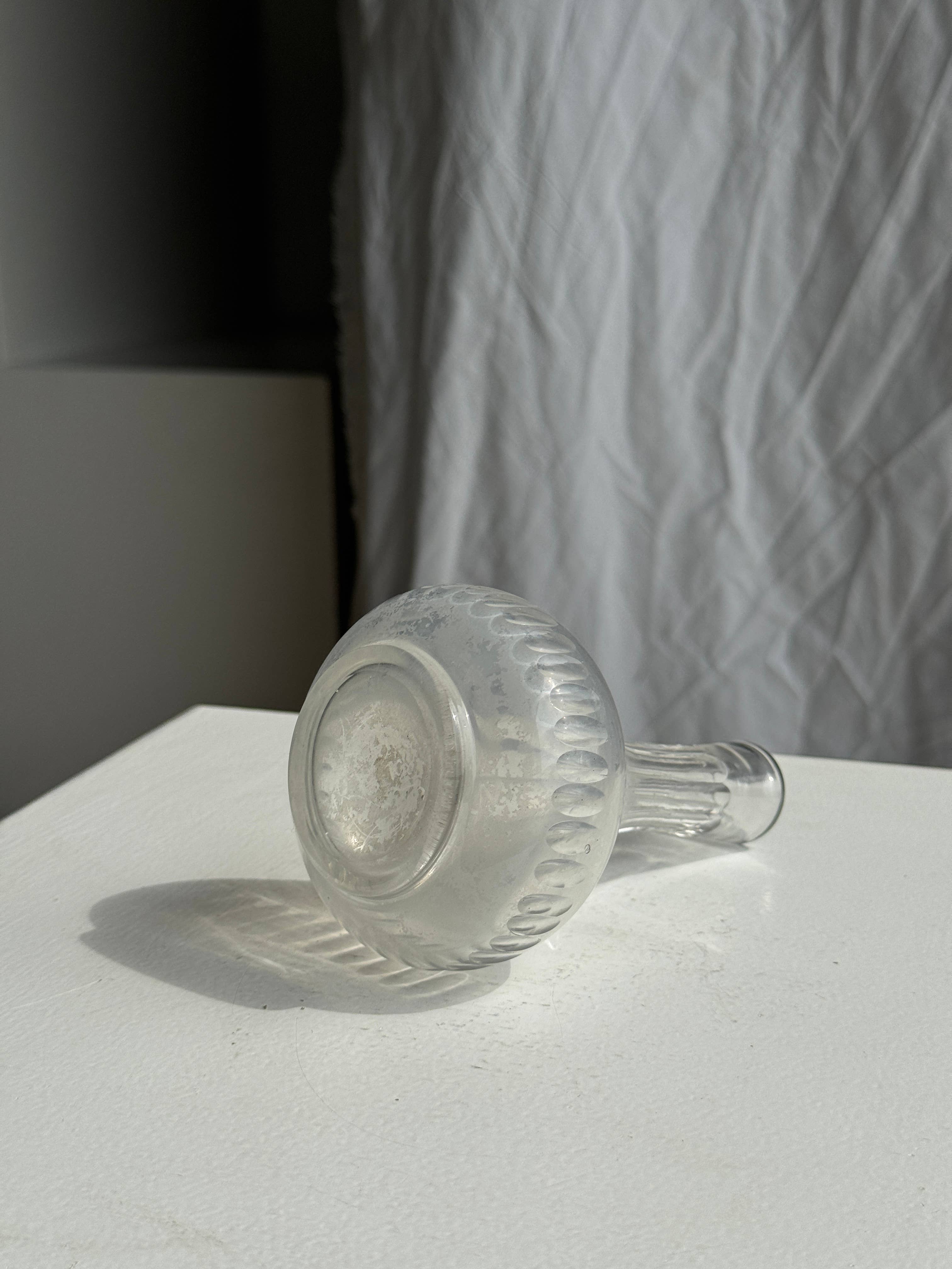 Transparent Mini vintage glass soliflore vase with round belly H12.5 for wholesale on Faire3