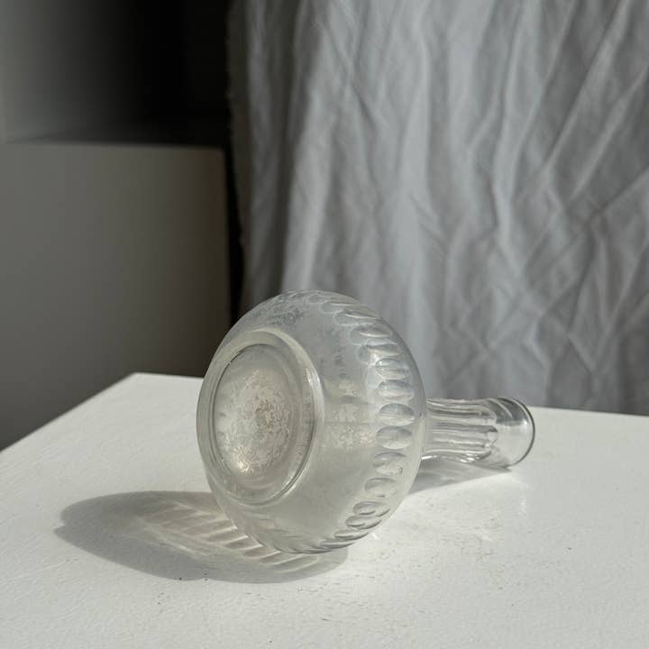Transparent Mini vintage glass soliflore vase with round belly H12.5 for wholesale on Faire3