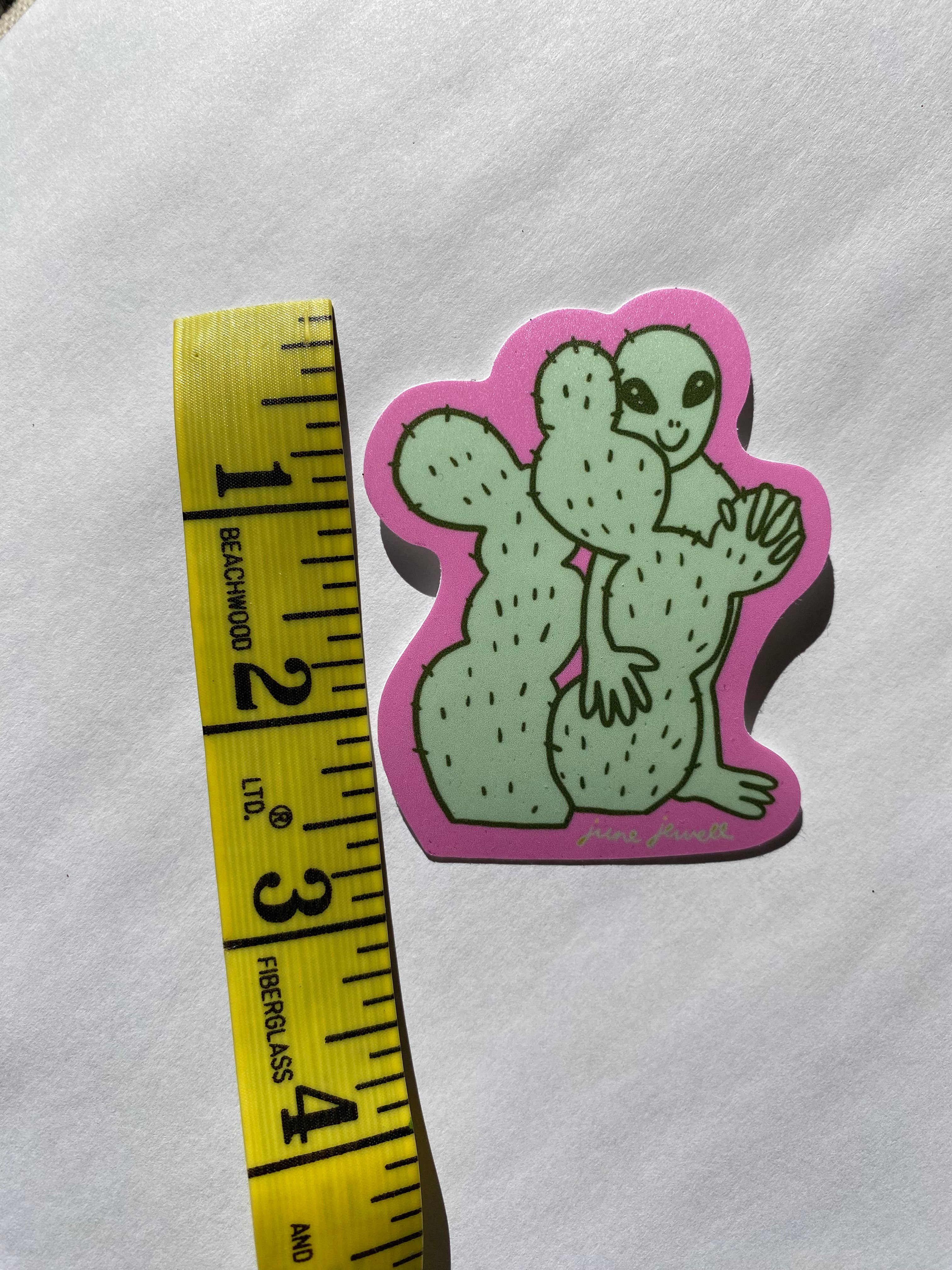June Jewell Designs - Wholesale Sticker - 3” Pink Alien Vinyl Sticker5