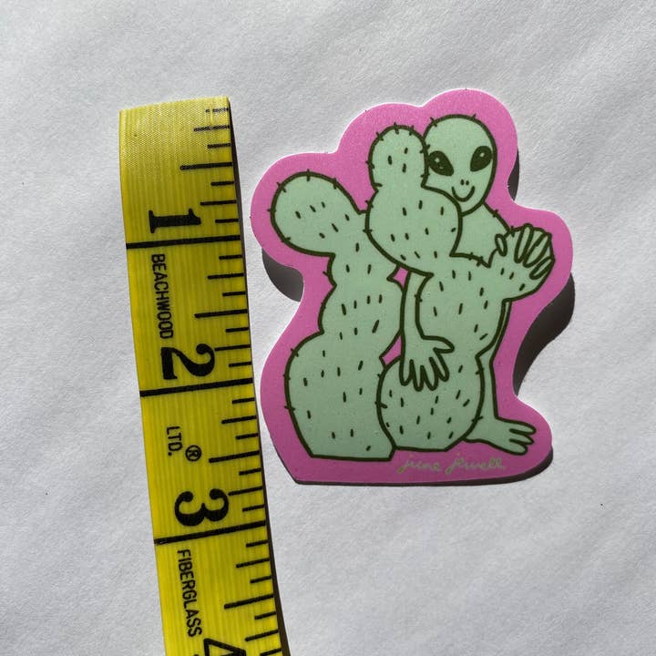 June Jewell Designs - Wholesale Sticker - 3” Pink Alien Vinyl Sticker5