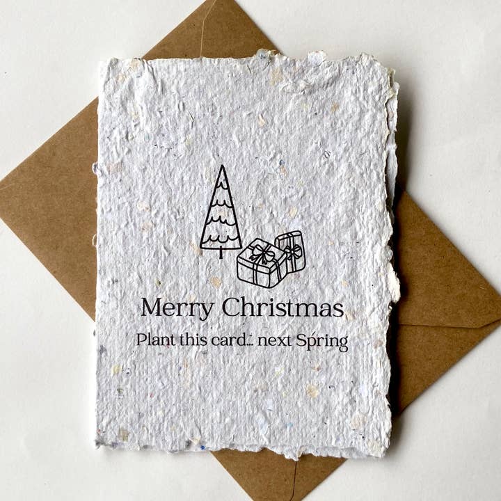 Merry Christmas Plantable Greeting Card for wholesale by Rockywoods Studio
