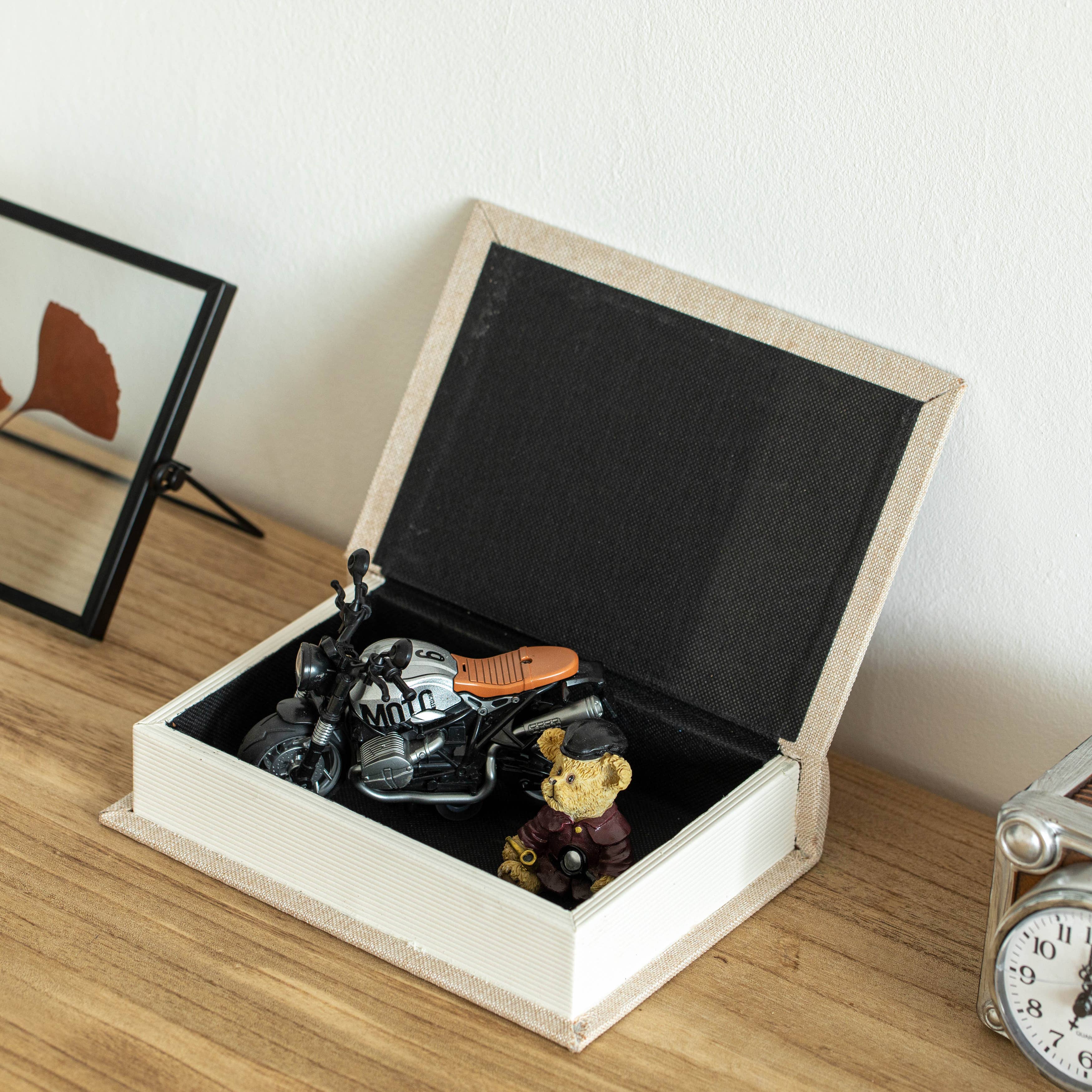 Quickway Imports - Wholesale Decorative Box - Vintiquewise 8" Classic Linen-Covered MDF Book Box5