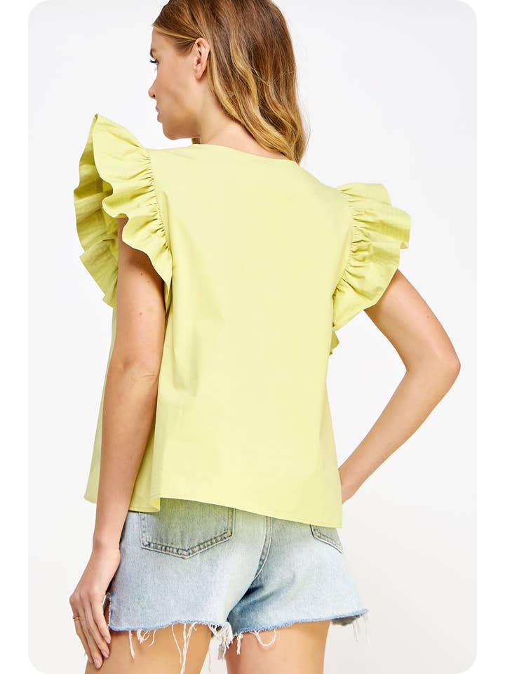 Strut & Bolt - Wholesale Blouse - Women's - Flutter Ruffle Sleeve Poplin Top39