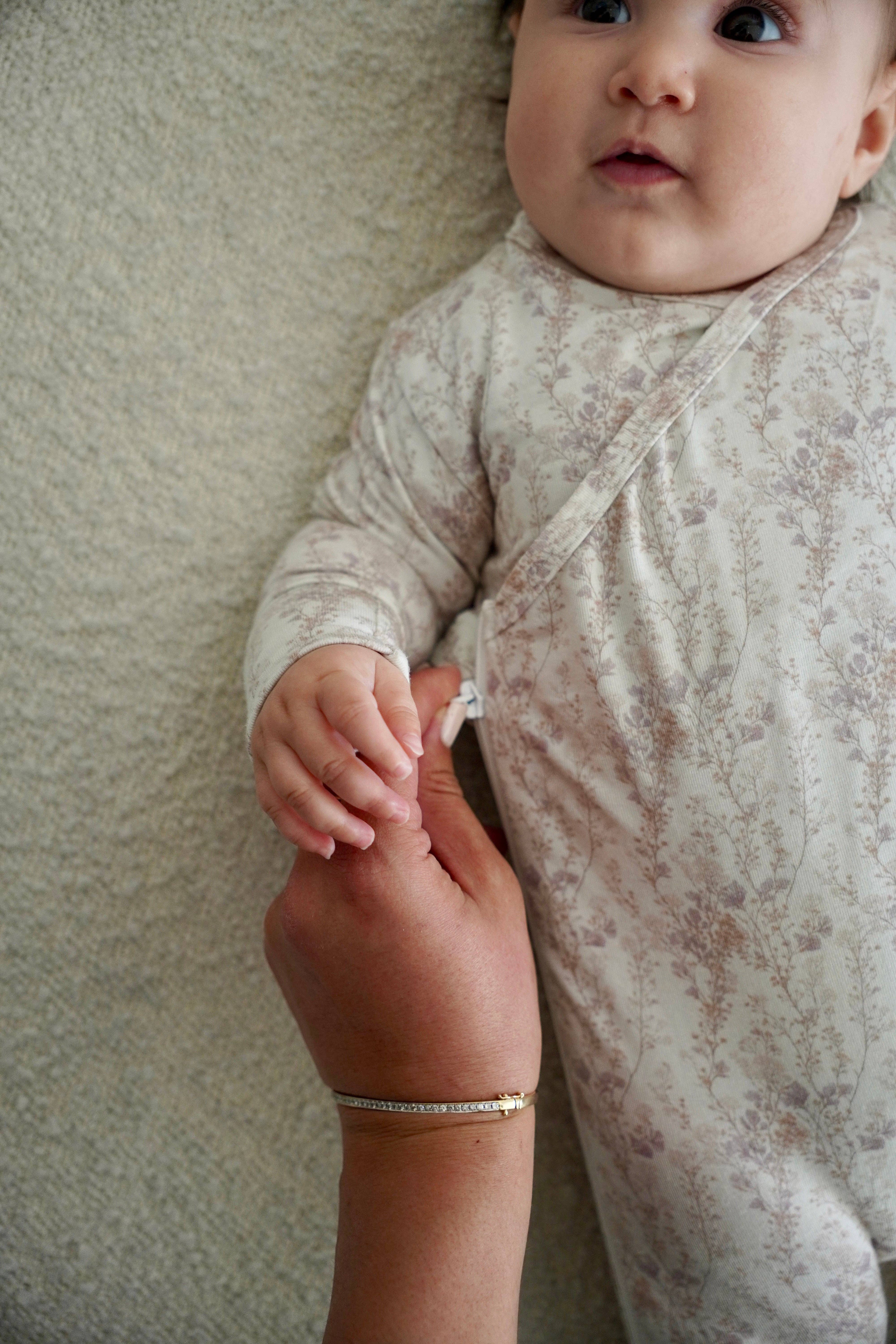 Little Threads - Wholesale Sleepsuit - Baby - Delicate Neutral Branches Bamboo Wrap Footie5