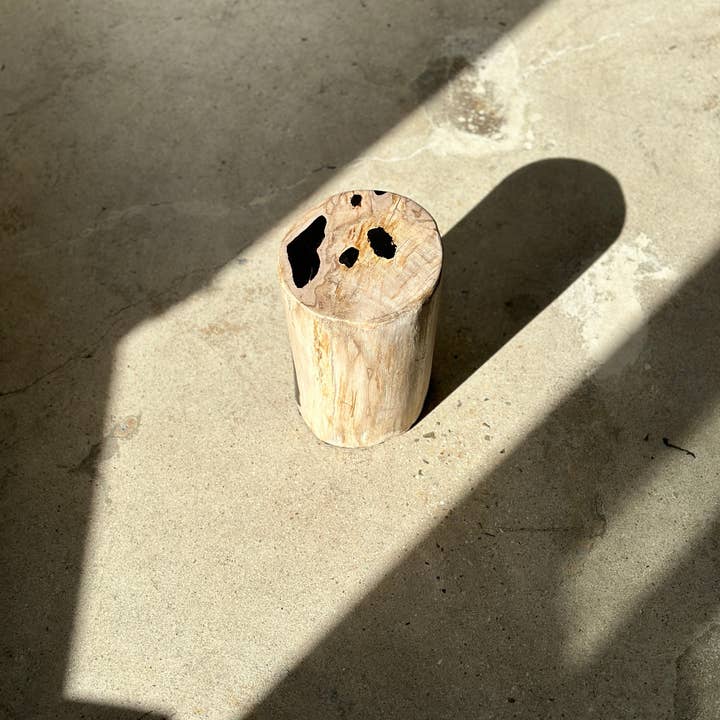 Office Objets - Wholesale Side Table - White petrified wood side table with black spots H:27.5 D:1822