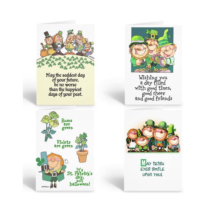 St. Patrick's Day Assorted Cards - 12 Cards & Envelopes for wholesale by Stonehouse Collection