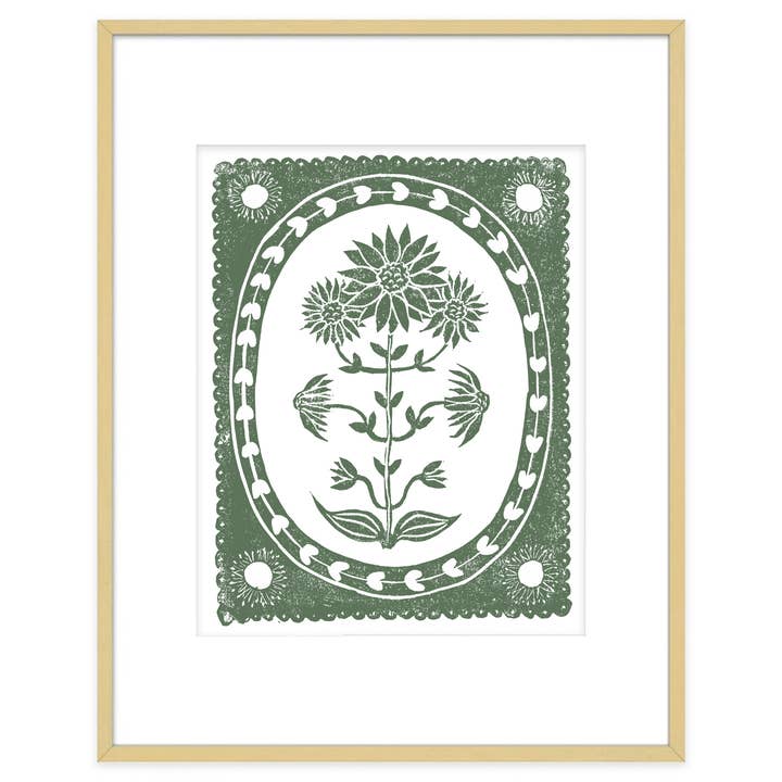 Grass Green & White Sunflower Art Print Botanical Decor for wholesale by The Prints Princess
