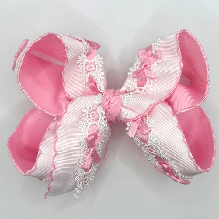 Pink Bow Lace Moonstitch for wholesale by Luminous Sky Bowtique