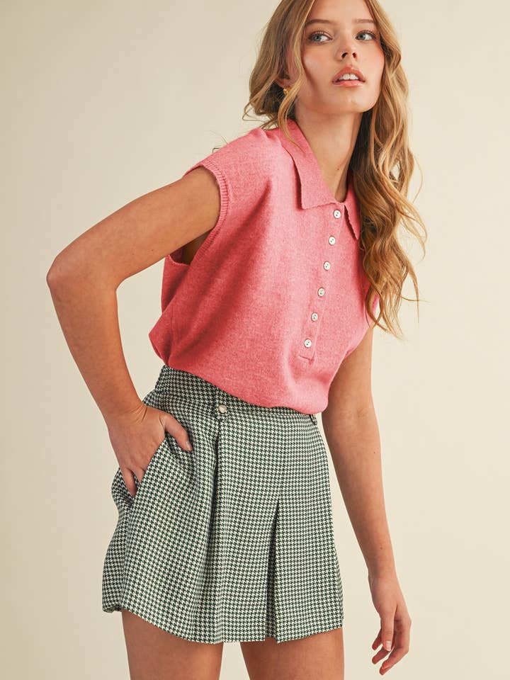 &MERCI - Wholesale Sweater Vest - Women's - CAP SLEEVE COLLARED SWEATER VEST MSW1123113