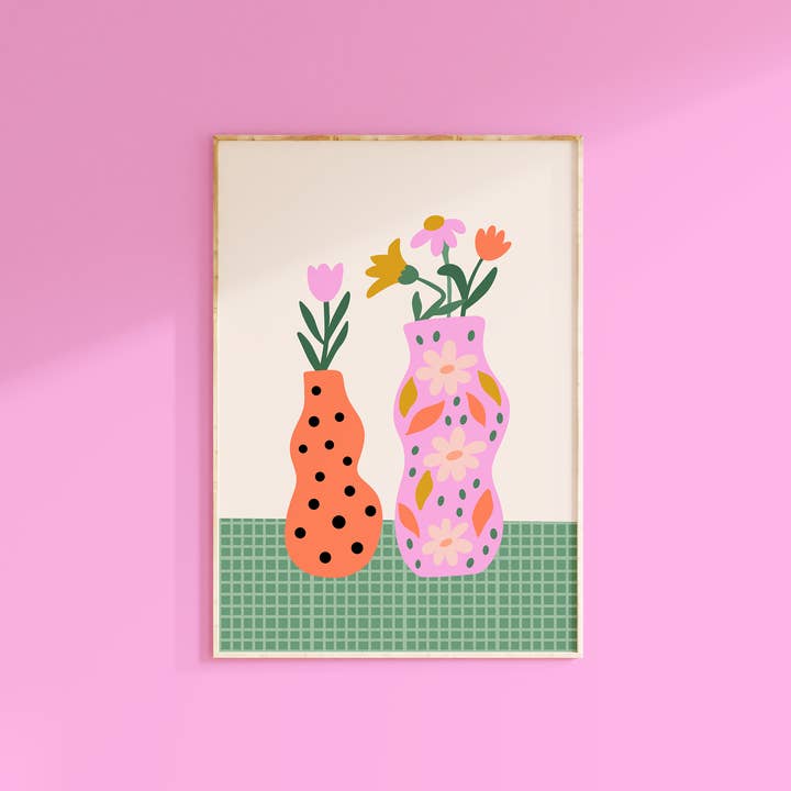 Vibrant Vases Print | Colourful Wall Art | Eclectic Decor for wholesale by The Happy Badger