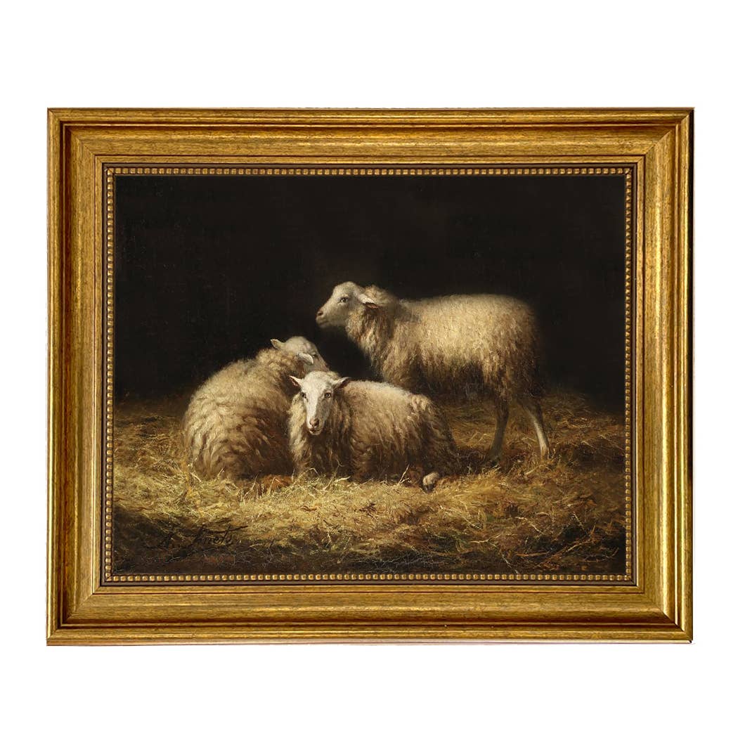 Madison Bay Co. - Historical Home Decor Reproductions - Wholesale Painting/Drawing - Sheep in the Hay Framed Painting Print on Canvas2