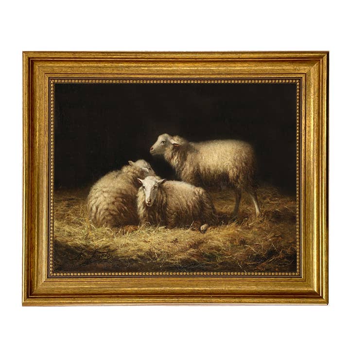 Madison Bay Co. - Historical Home Decor Reproductions - Wholesale Painting/Drawing - Sheep in the Hay Framed Painting Print on Canvas2