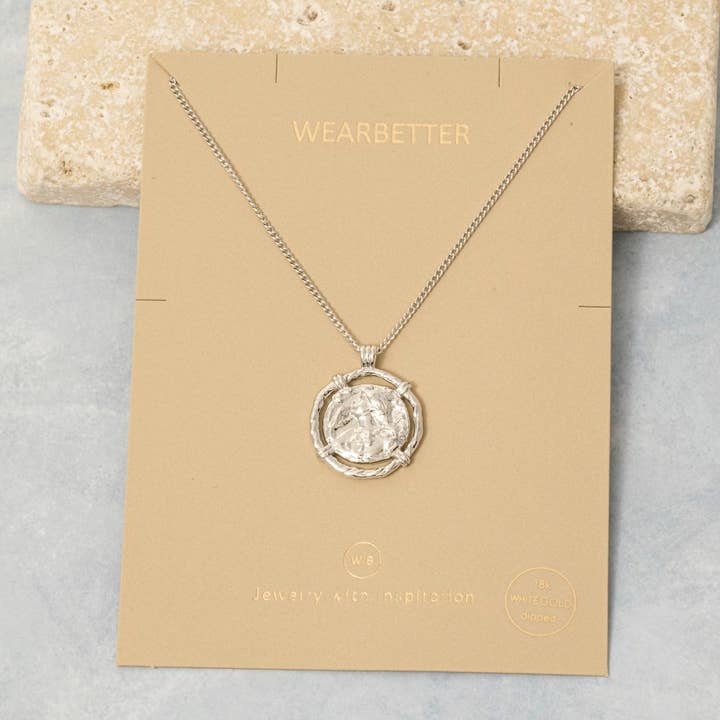 Fame Accessories - Wholesale Pendant/Charm Necklace - Hammered Circle Disc Pendant Necklace5