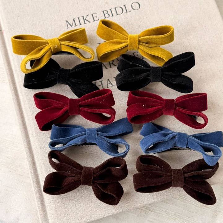 ACCITY - Wholesale Hair Clip - Women's - Velvet Bow Hair Clip Sweet Side Bang Pin_CWAHA078155