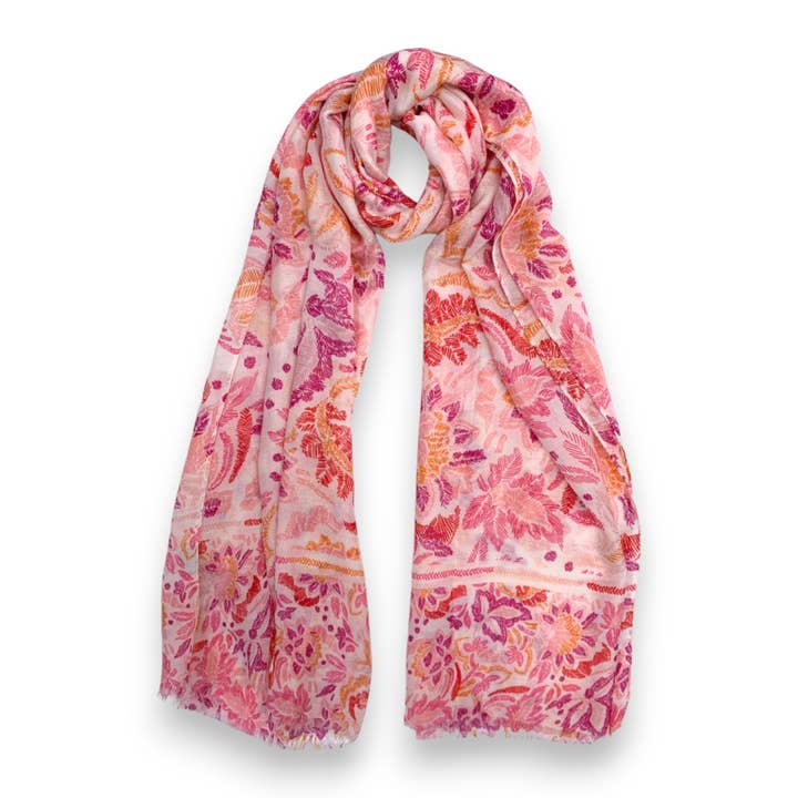 Zomersjaal met Bladerenprint voor wholesale door Lili Scarves