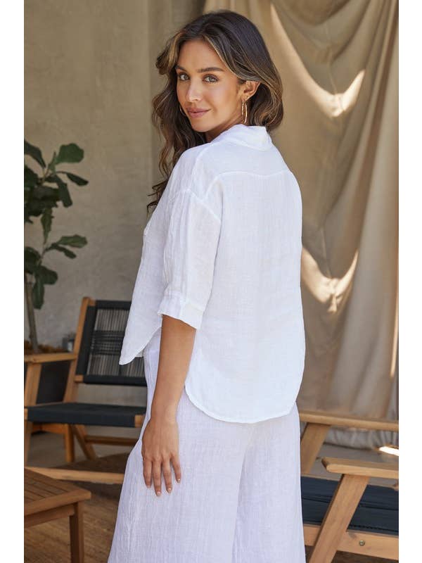 MILIO MILANO - Wholesale Button Down Shirt - Women's - LINEN 3/4 SLEEVE BUTTON DOWN SHIRT (44051/154201)6