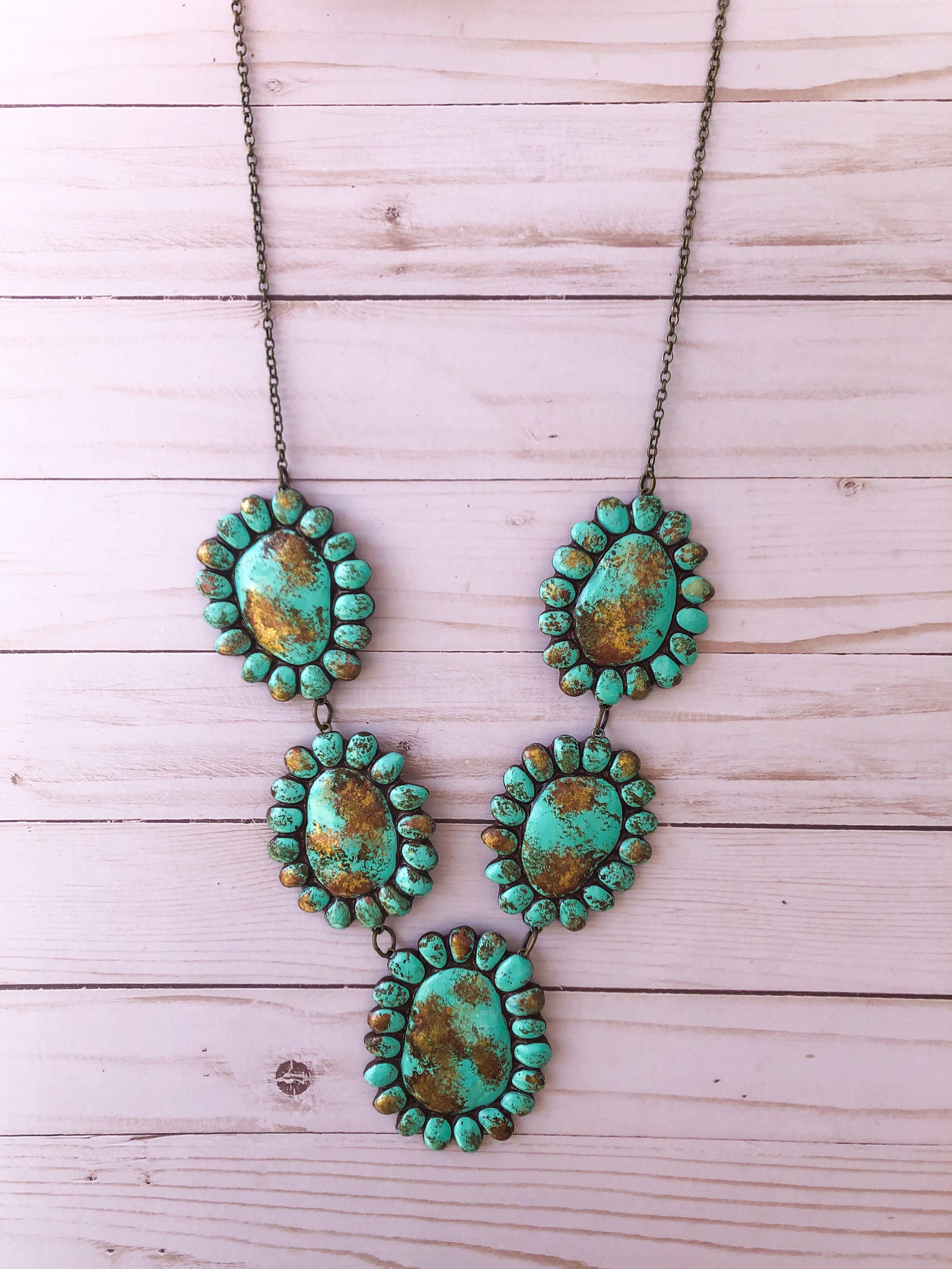 Nomadic Brunette - Wholesale Pendant/Charm Necklace - Kingston Necklace- Turquoise Stone Western Handmade Clay4