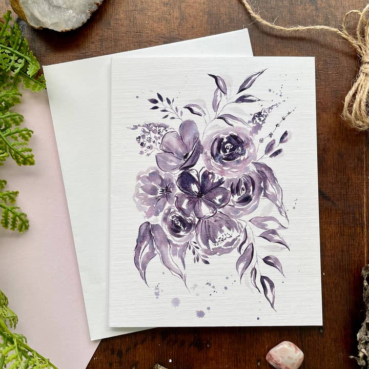 Carte de bouquet floral aquarelle pour la vente par The Unrefined Crafter