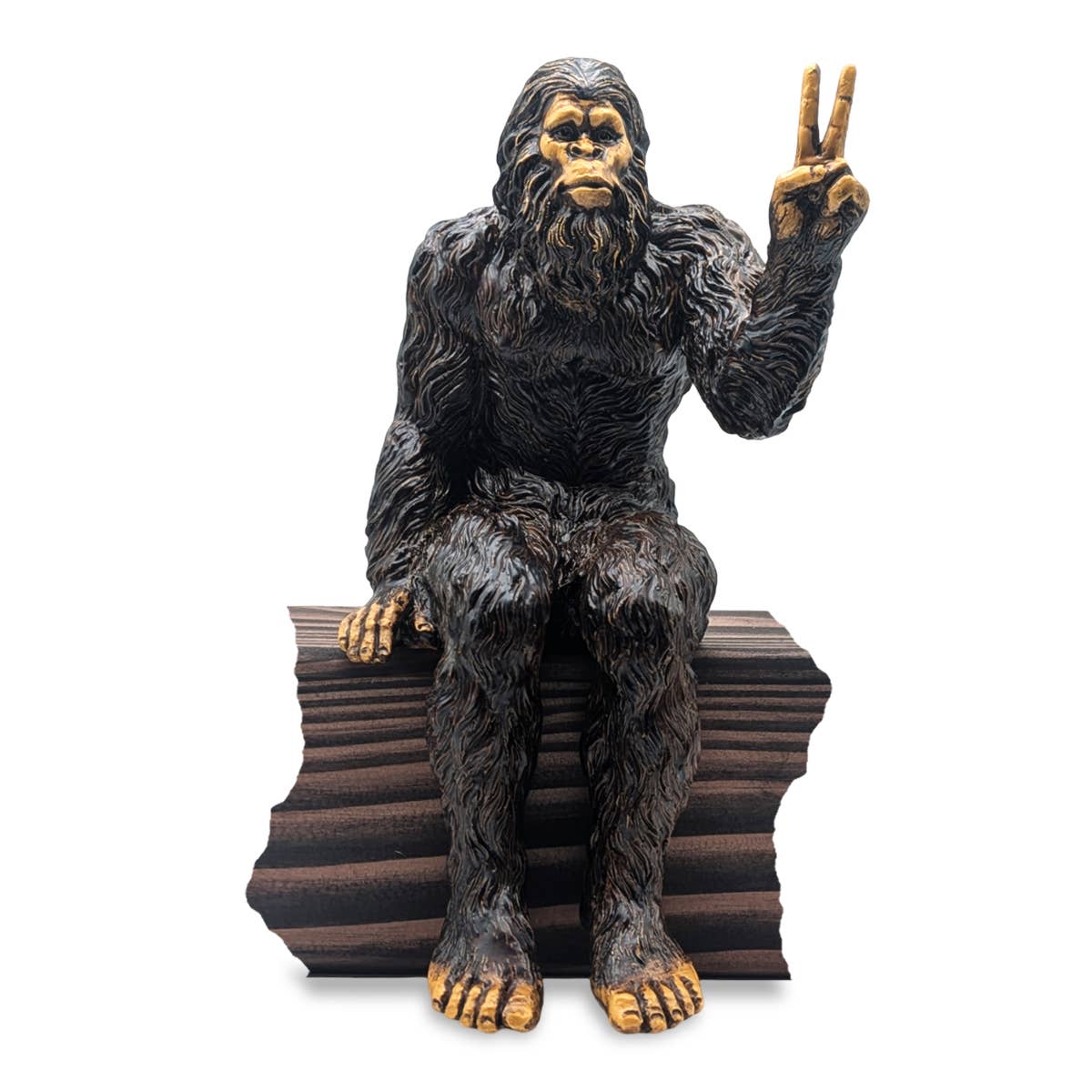 John Bernard & Company - Wholesale Decorative Figurine - Bigfoot Peace Sign Sasquatch Statue 10 inch H Shelf Sitter0