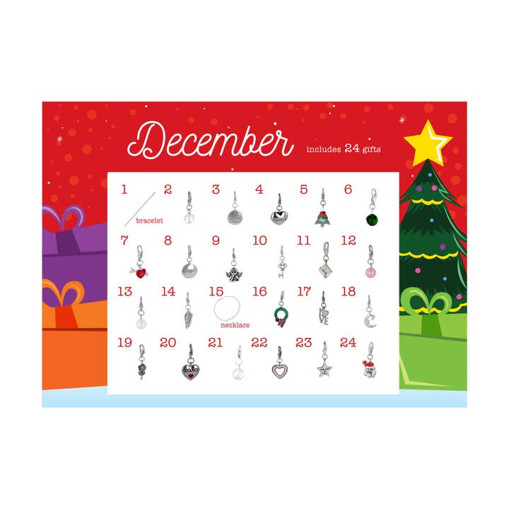 Luxe on Main LLC – wholesale Advent calendar – Christmas Advent Jewelry Calendar- Bracelet, Necklace,Charms