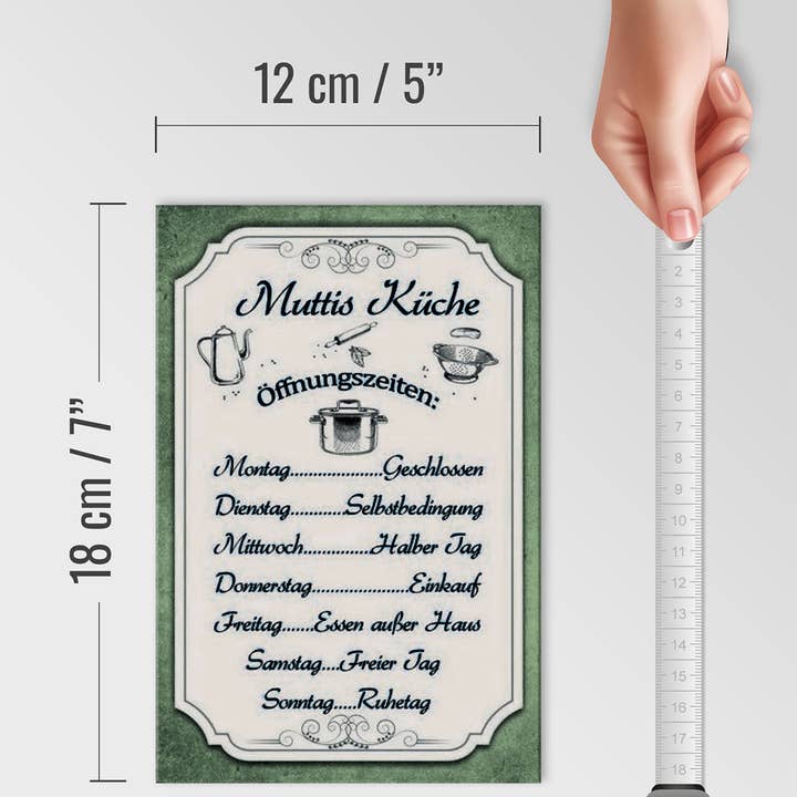 Femer - Wholesale Sign - Wooden sign saying 12x18cm Mutti`s Küche opening hours3