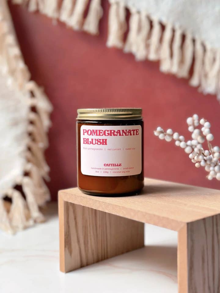 Pomegranate Blush Coconut Soy Wax Candle for wholesale by Caitelle