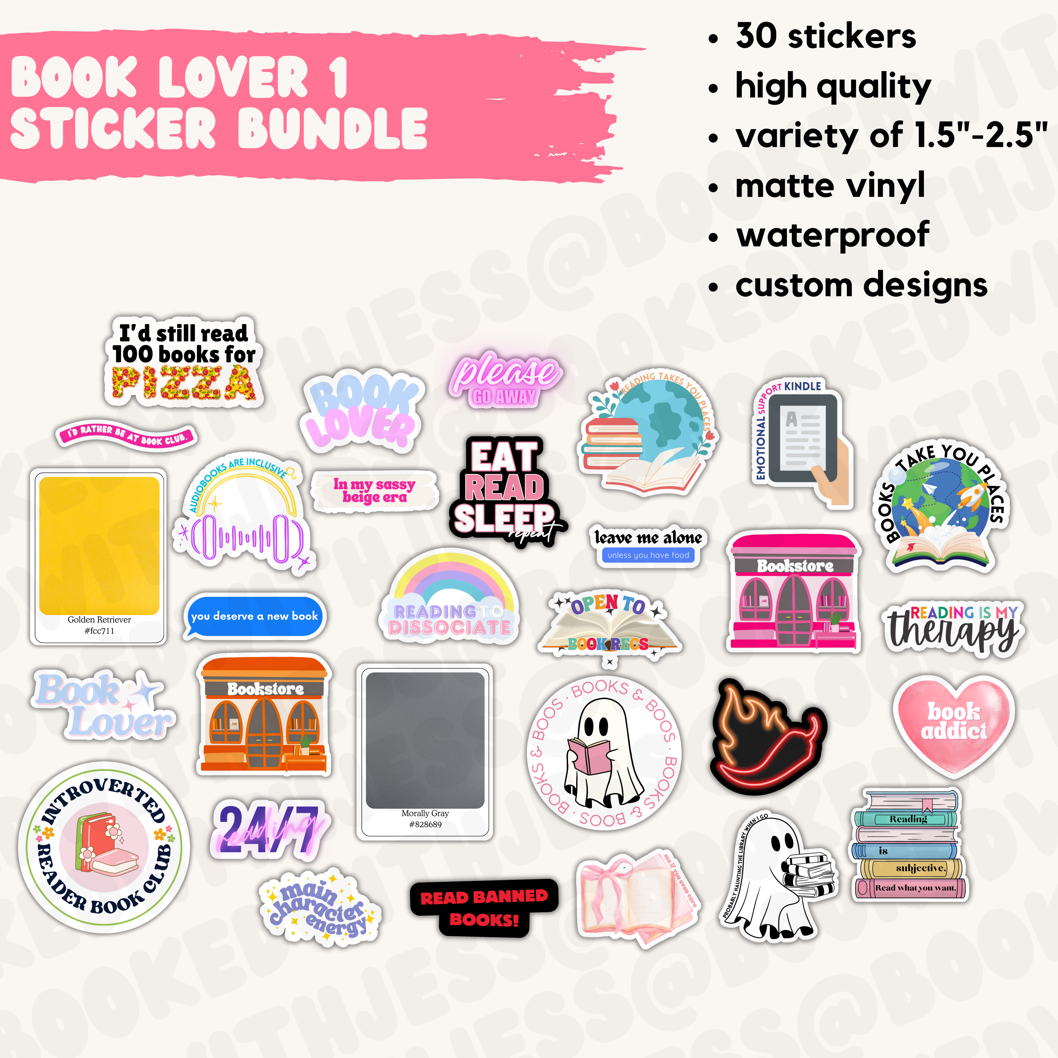 Booked with Jess - Wholesale Sticker - Bookish Sticker Pack2