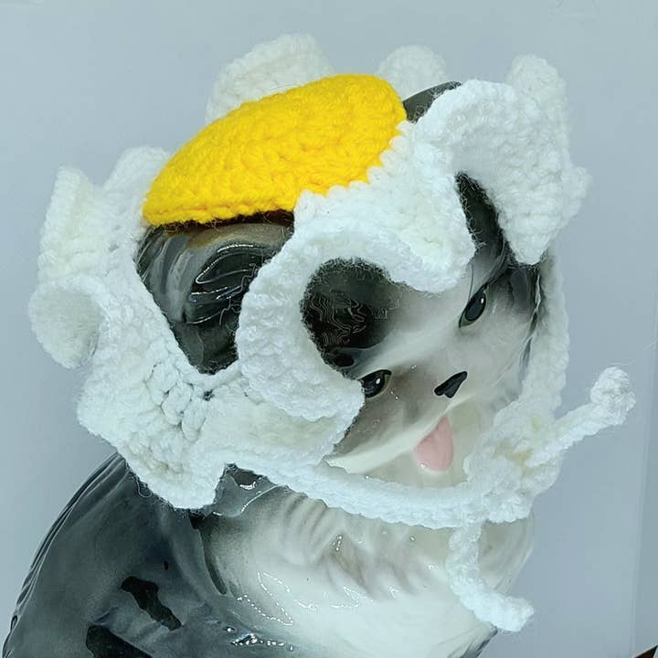 Glitter Ghost Clothing and Accessories – wholesale Pet hat – Dog – Crochet Fried Egg Hat - Cat Hat - Pet Hat - Made to order4
