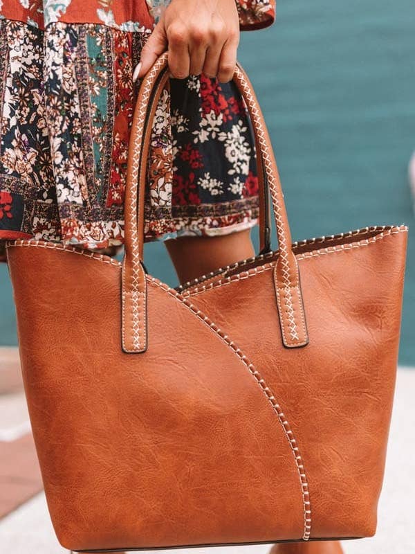 COL001-2 Sac à bandoulière/fourre-tout 2 en 1 avec détails à coutures pour la vente par MiMi Wholesale