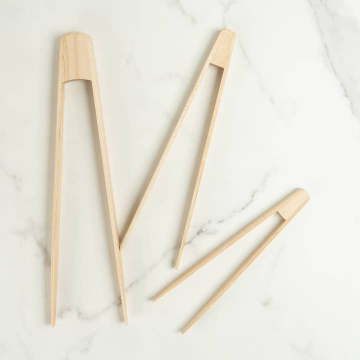 11"/9"/7" Maple Wood Tongs - Kitchen Serving Utensils for wholesale by JBrody & Co. USA