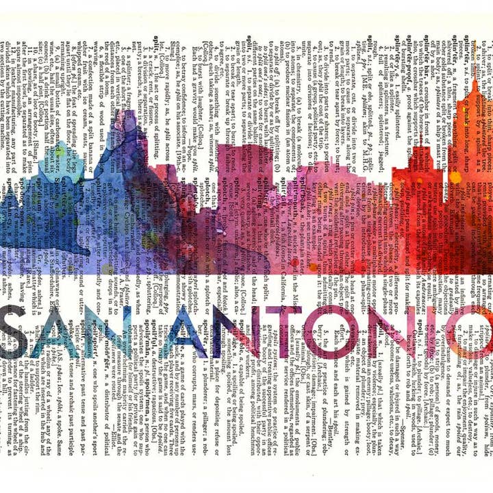 Fresh Prints of CT - Wholesale Art Print - San Antonio Love Your City Skyline Dictionary Print