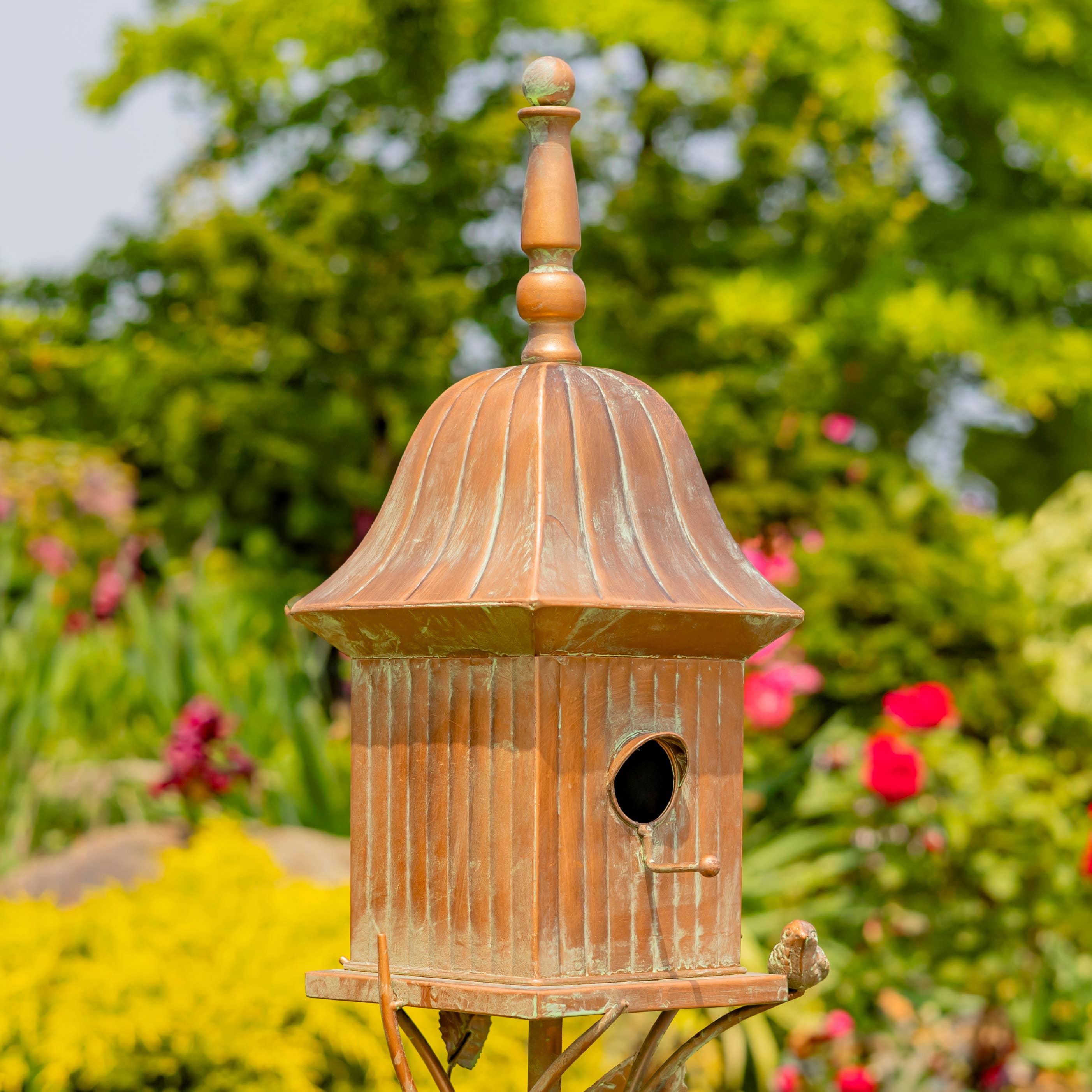 Zaer Ltd. International - Wholesale Bird House - 64.5" Tall Iron Birdhouse Stake "Ava"- 2 Color Options7