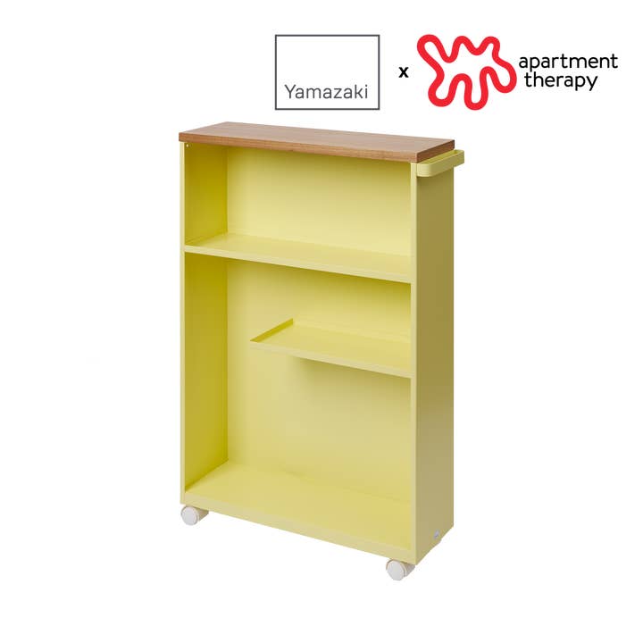 Yamazaki Home - Wholesale Kitchen Storage/Organizer - Rolling Storage Cart (27" H) - Steel - Yellow Pear