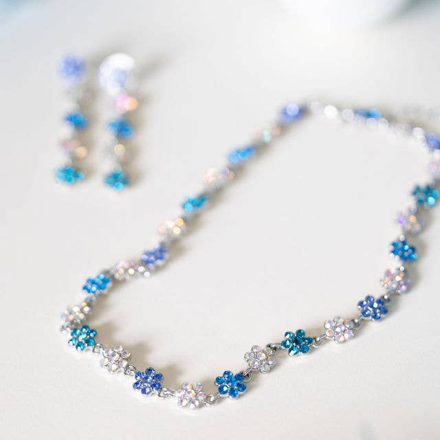 TLD Designs – Engroshandel Smykkesæt – Blomstrende Blues Rhinestone