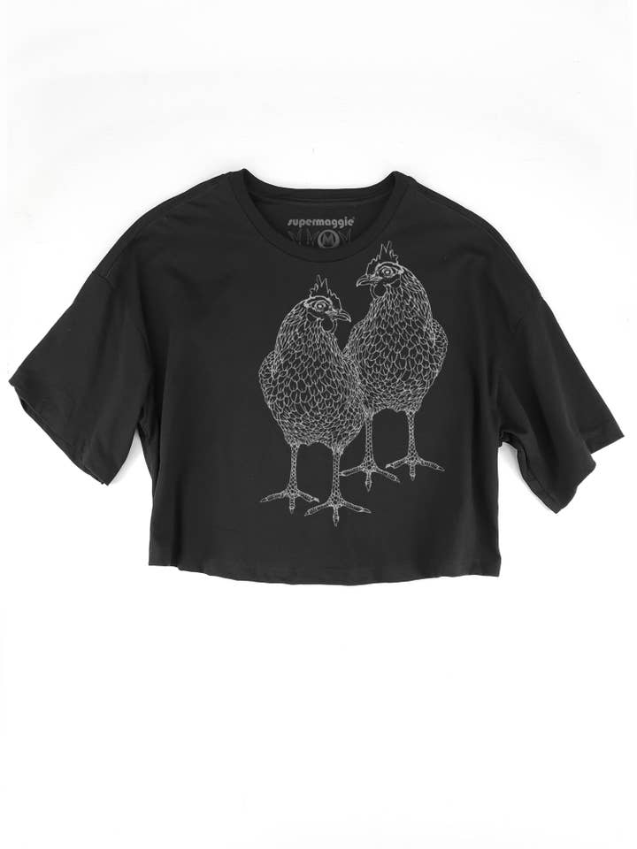 Supermaggie @ Faire - Wholesale Screen Printed T-Shirt - Women's - Chickens Clover Crop Tee2