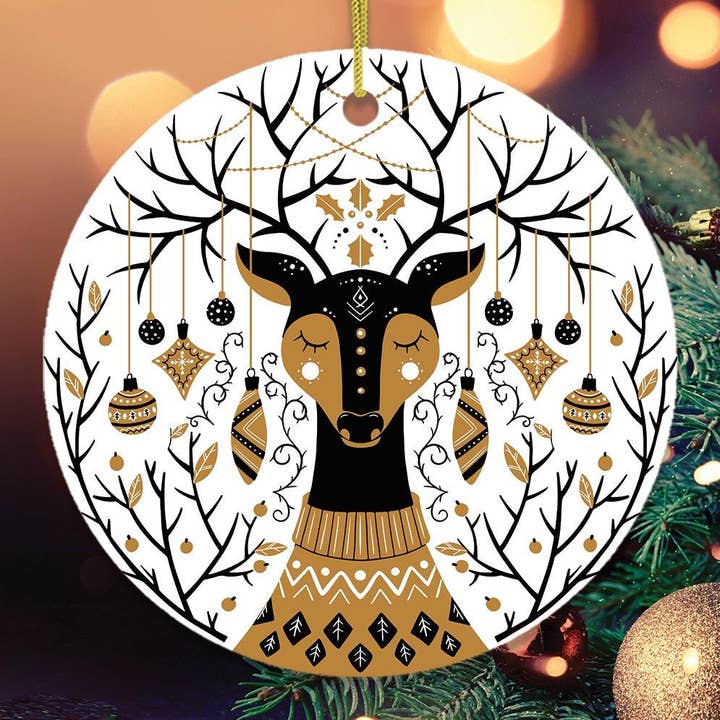 OrnamentallyYou – wholesale Prydnad – Vintage Nordic Winter Hjort prydnad