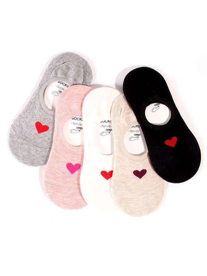 Calzini invisibili Lovey Heart, 6 paia in 1 confezione per la vendita all'ingrosso da parte di Vanilla Monkey