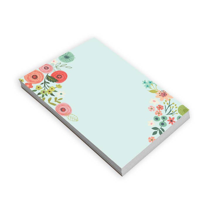 Bloc-notes - Fleurs sarcelle et corail pour la vente par GINA B DESIGNS