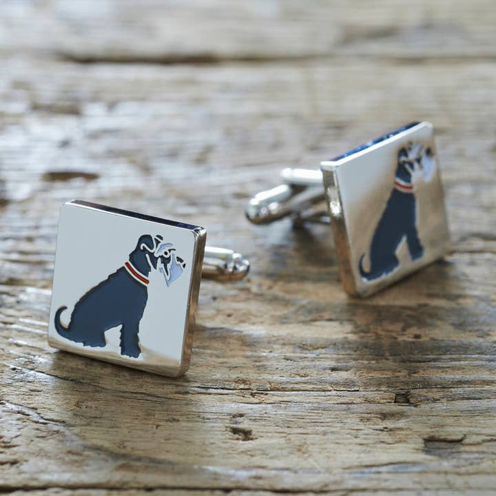 Sweet William Designs – wholesale Manschett-/skjortknappar - Herr – Manschettknappar - Schnauzer (Grå)0