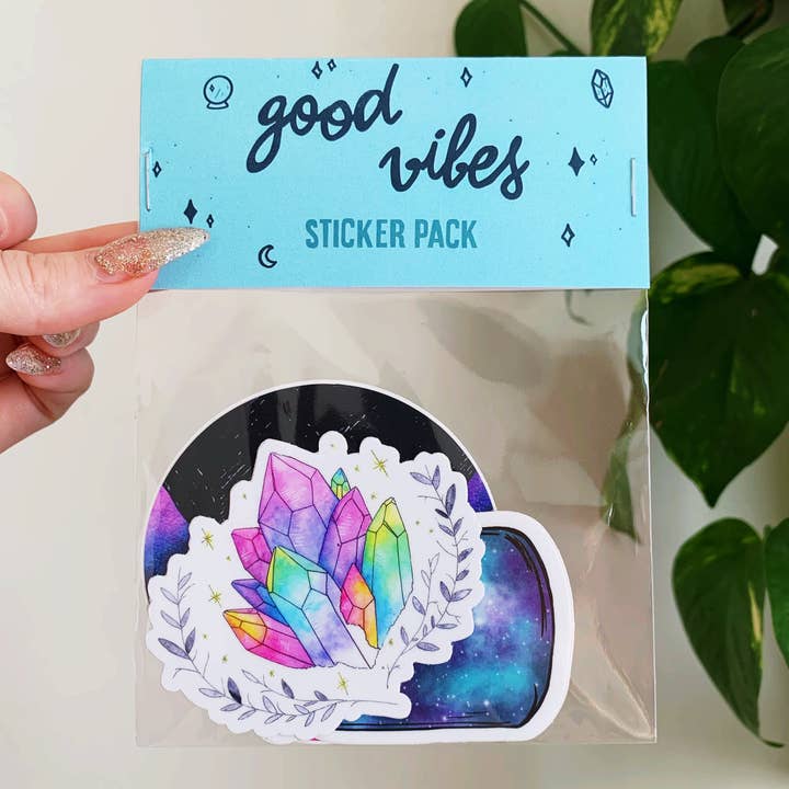 Good Vibes Sticker Pack for wholesale by Jess Weymouth
