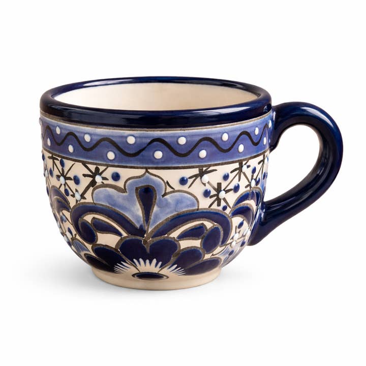 Traditional Blue Talavera Mug Set (2 pcs) for wholesale by MAYANSHUL
