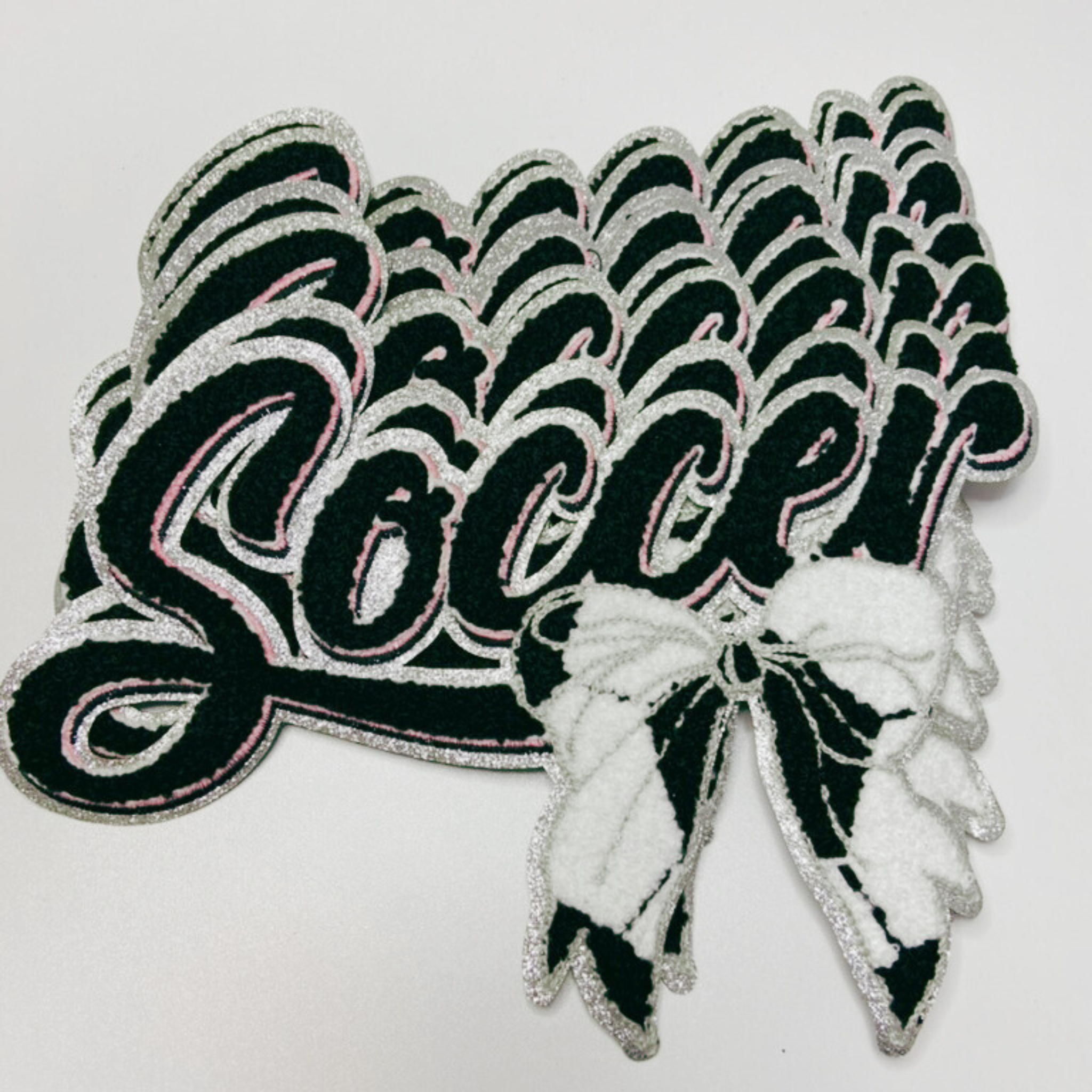 TEELUX - Wholesale Patch - Soccer with Bow  - Chenille Patch0