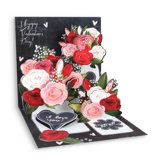 Mason Jar Roses Valentine's Day Pop-Up Card for wholesale by Up With Paper