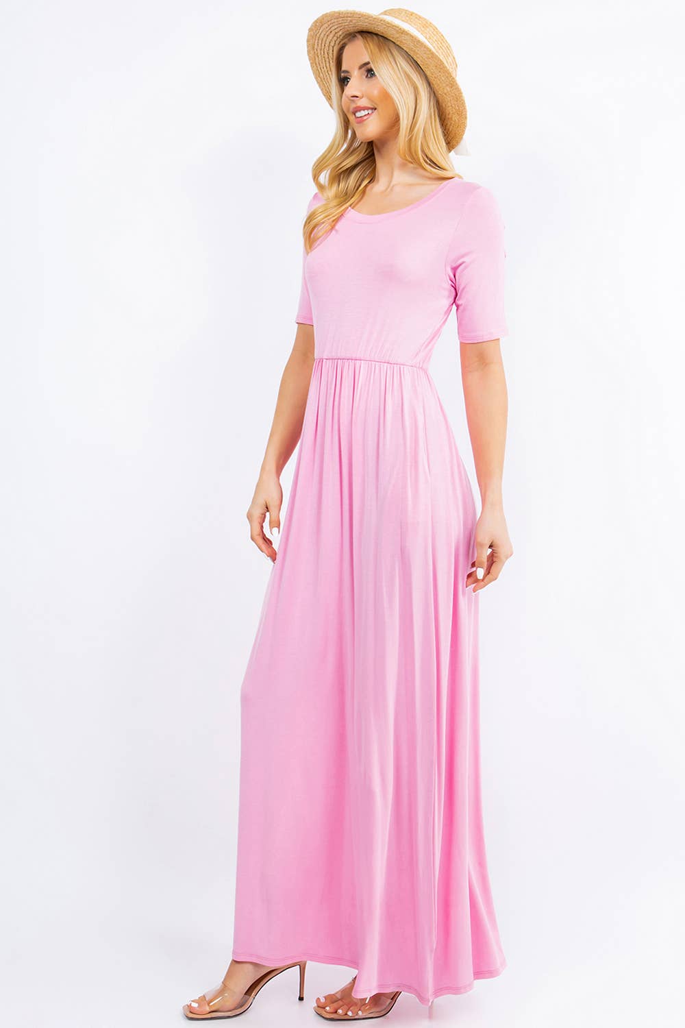 Celeste Clothing - Wholesale Dress - Women's - PLUS SIZE MODEST MAXI DRESS WITH POCKETS -CD23411T-PL21