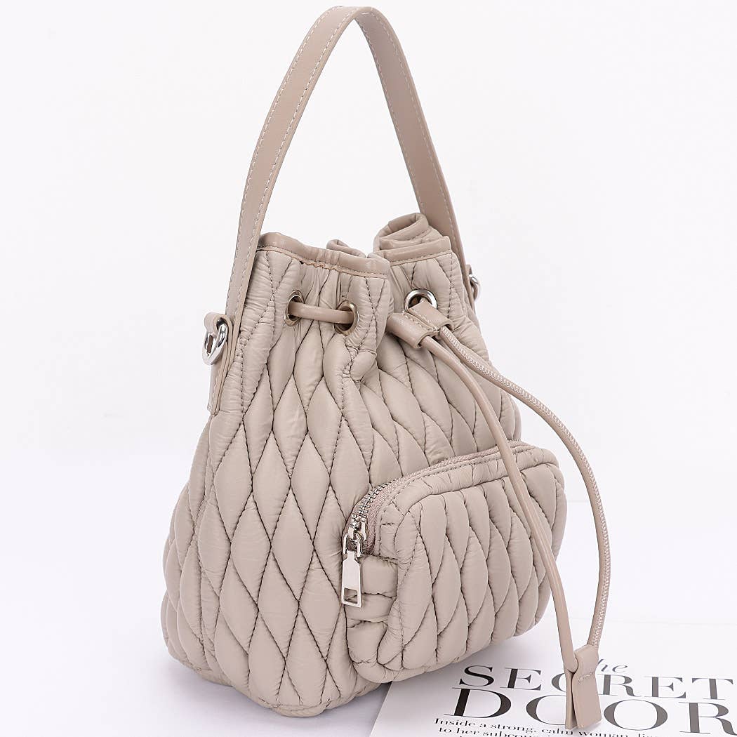 3AM BY H&D ACCESSORIES – wholesale Clutch bag – women's – Quilted Faux Leather Bucket Bag3