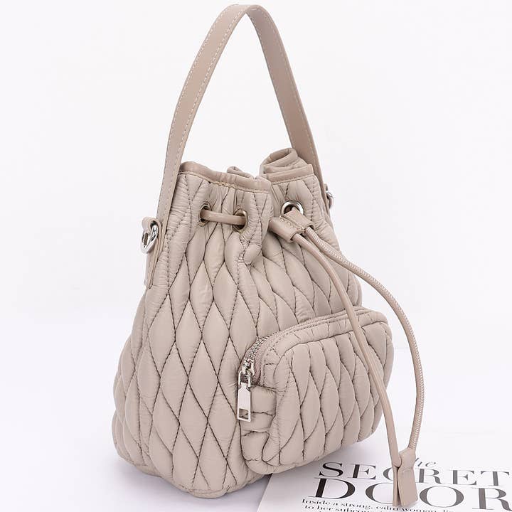 3AM BY H&D ACCESSORIES – wholesale Clutch bag – women's – Quilted Faux Leather Bucket Bag3