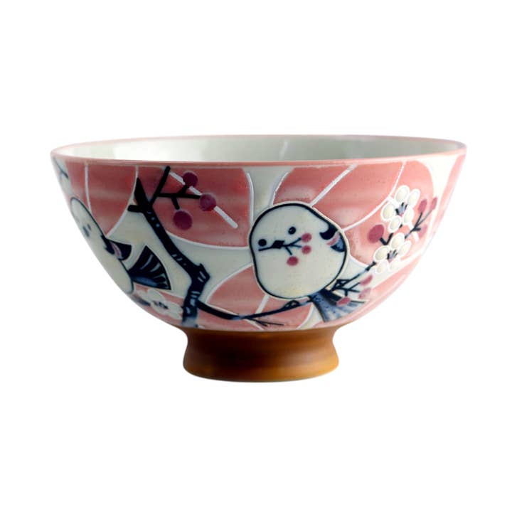 Bird Design 10oz 4.5"Dia x 2.5"H Porcelain Rice Bowl JP (10/120) for wholesale by Urban Tokyo