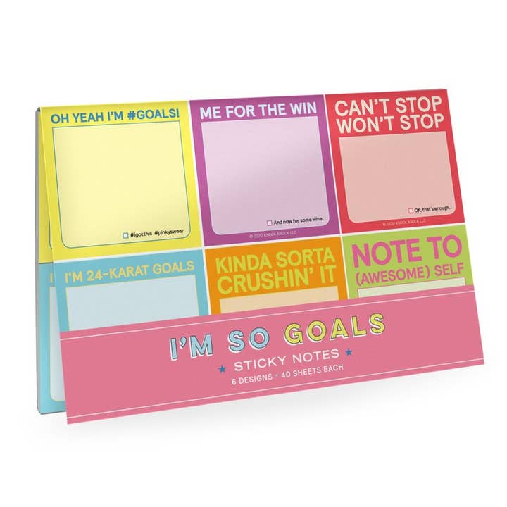 Abrams & Chronicle Books - Wholesale Sticky Notes - Knock Knock I’m So Goals Sticky Packet (Notepad/Sticky Notes)