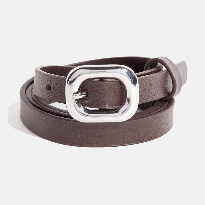 Cintura in pelle con fibbia rettangolare spessa per la vendita all'ingrosso da parte di Collections by Fame Accessories